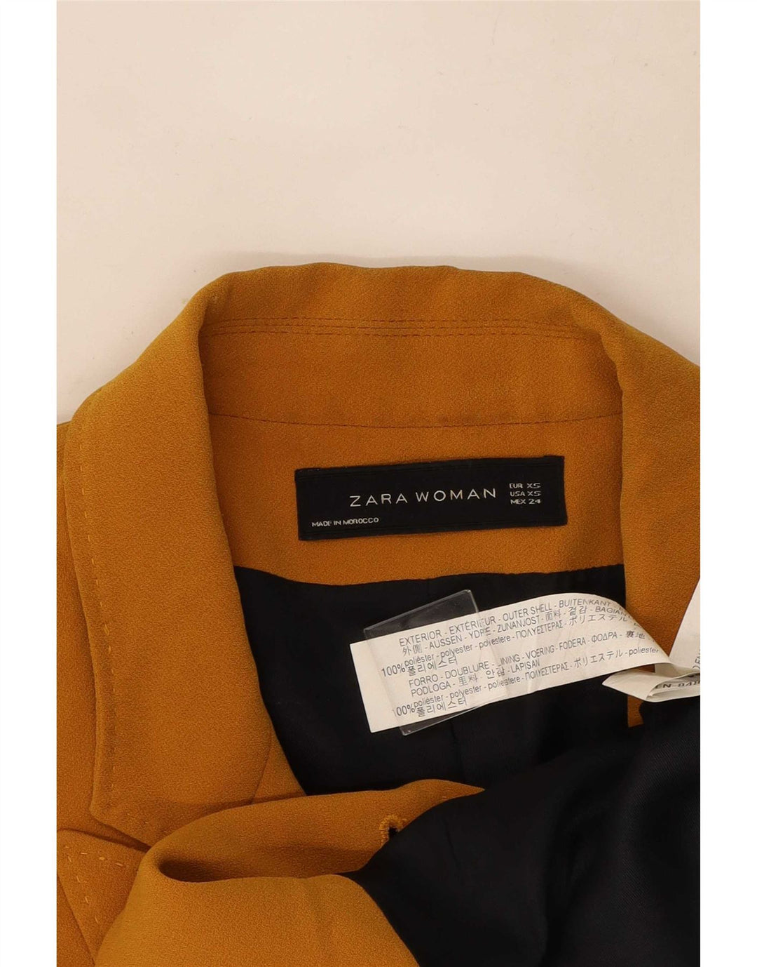 Zara Damen Übergroßer zweireihiger Mantel UK 6 XS Gelb Polyester