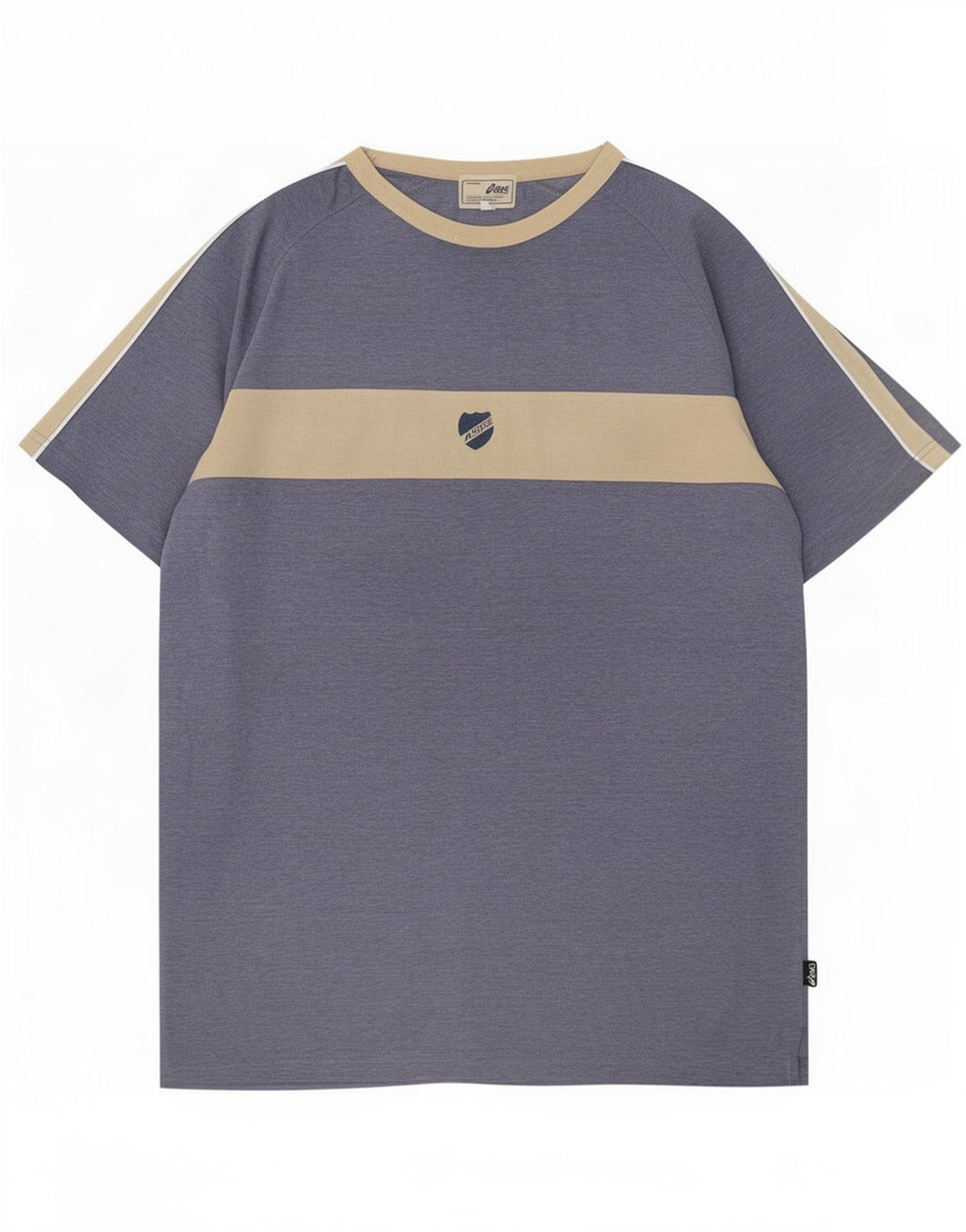 Asics Herren-T-Shirt-Oberteil aus mittelblauer Colourblock-Baumwolle