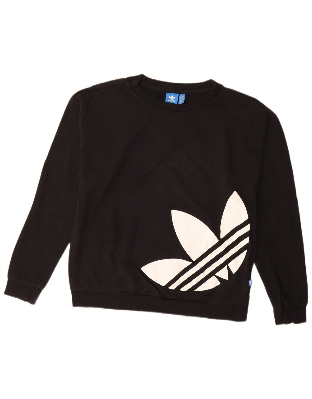 ADIDAS Damen Grafik-Sweatshirt-Pullover UK 12 Mittelschwarze Baumwolle