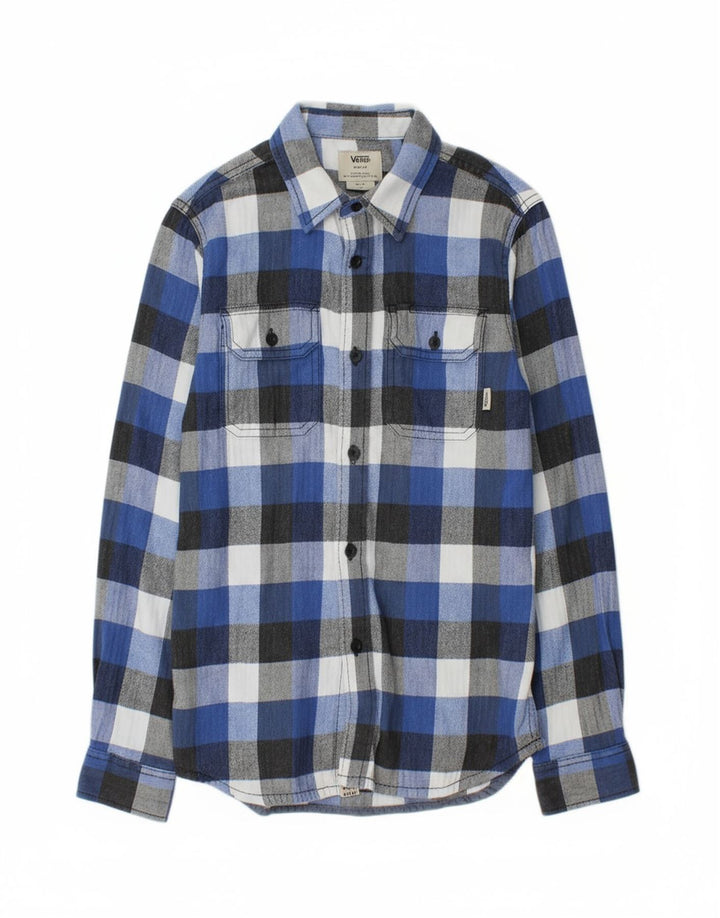 VANS Boys Flannel Shirt 10-11 Years Medium Blue Check Cotton