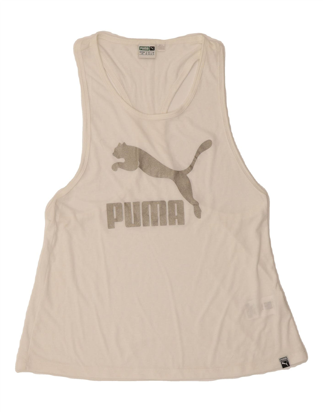 PUMA Womens Graphic T-Shirt Top UK 14 Medium White Cotton Vintage Puma and Second-Hand Puma from Messina Hembry 