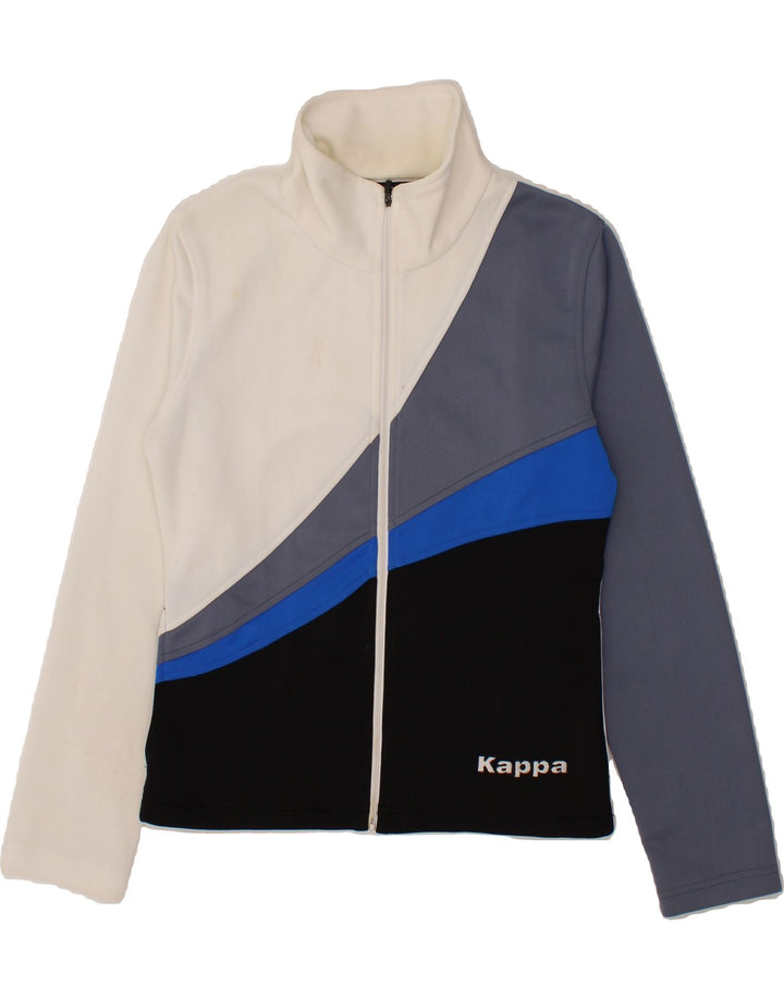 KAPPA Womens Tracksuit Top Jacket UK 14 Medium White Colourblock Polyester Vintage Kappa and Second-Hand Kappa from Messina Hembry 