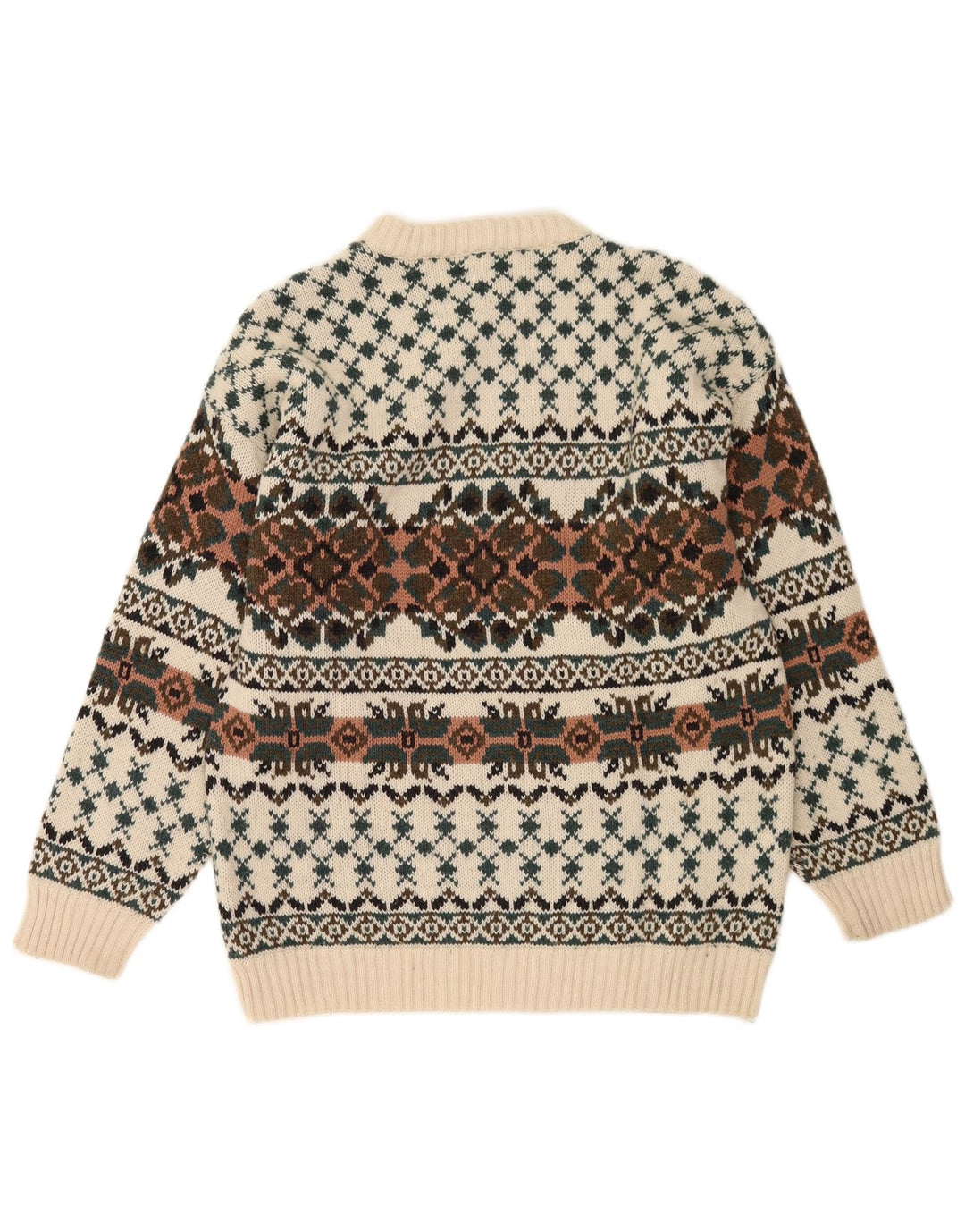 Vintage Herren Pullover mit Rundhalsausschnitt IT 50 Mittelweiße Fair-Isle-Wolle