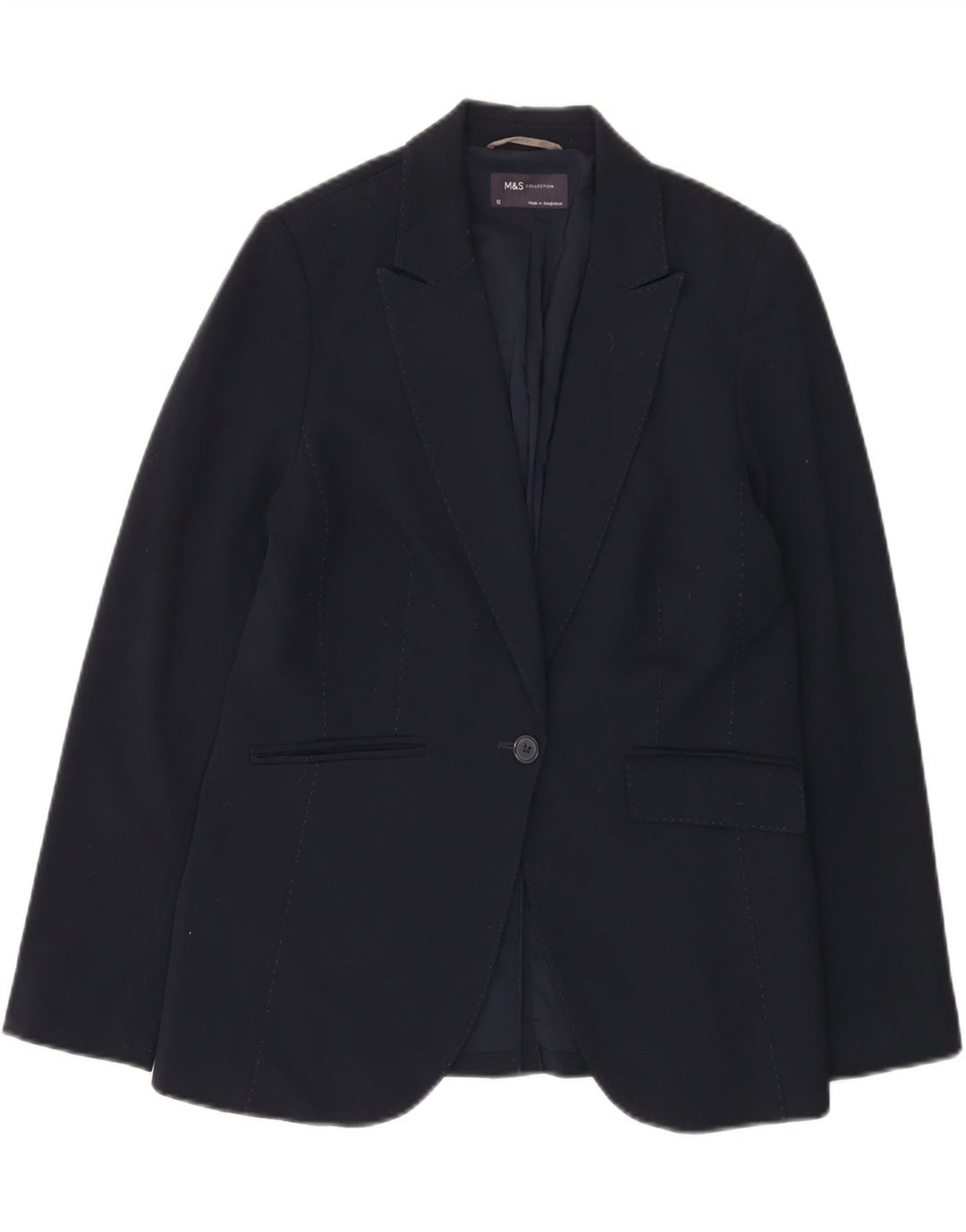 Marks & Spencer Damen 1-Knopf-Blazerjacke, UK 12, mittleres Marineblau