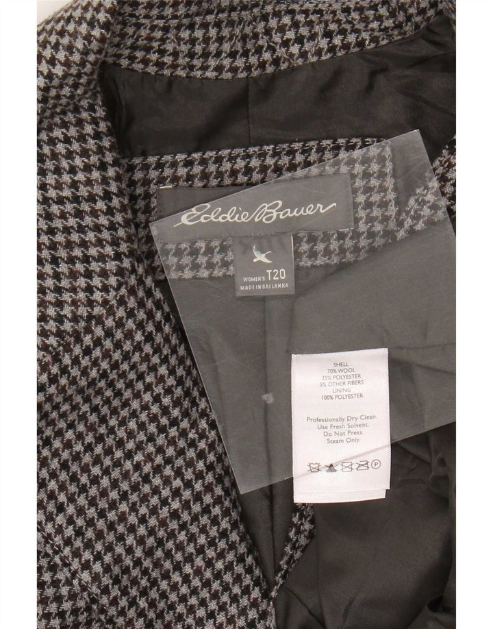 Eddie Bauer Damen 2-Knopf-Blazerjacke US 20 2XL Graue Hahnentrittwolle