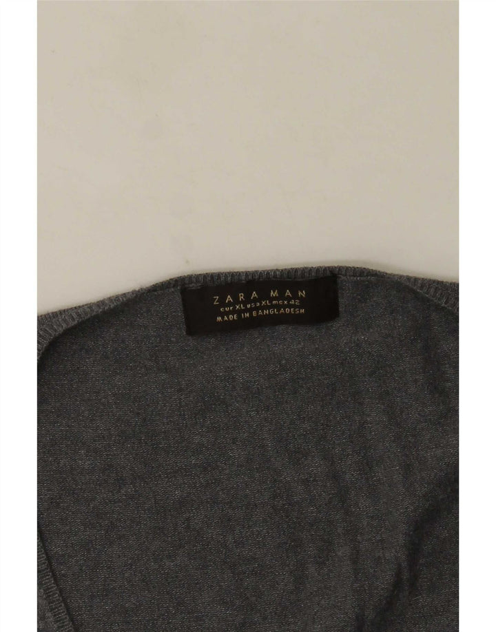 Zara Herren V-Ausschnitt Pullover Pullover XL Grau