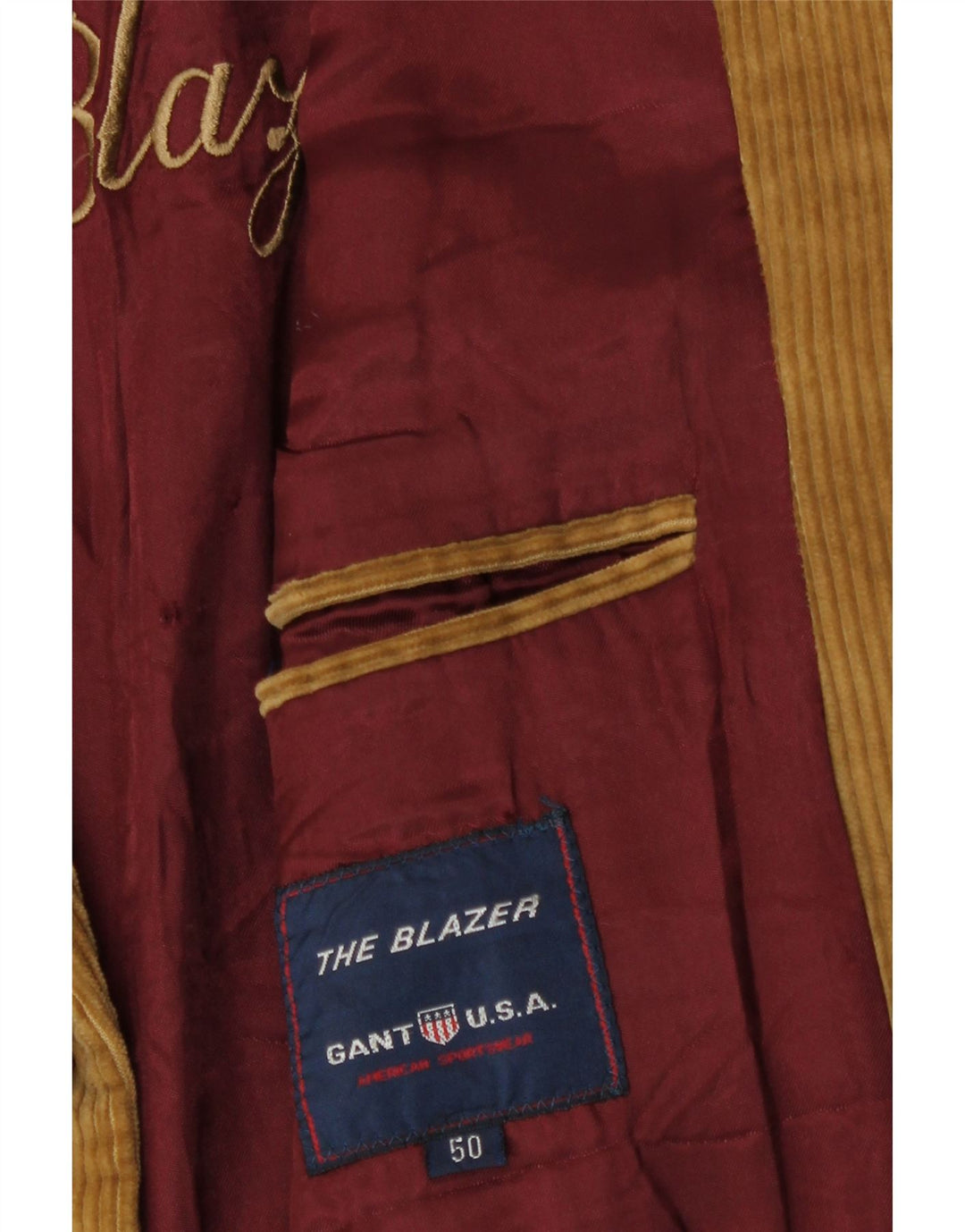 Gant Herren-Blazer aus Cord mit 3 Knöpfen, IT 50, große Beige-Baumwolle