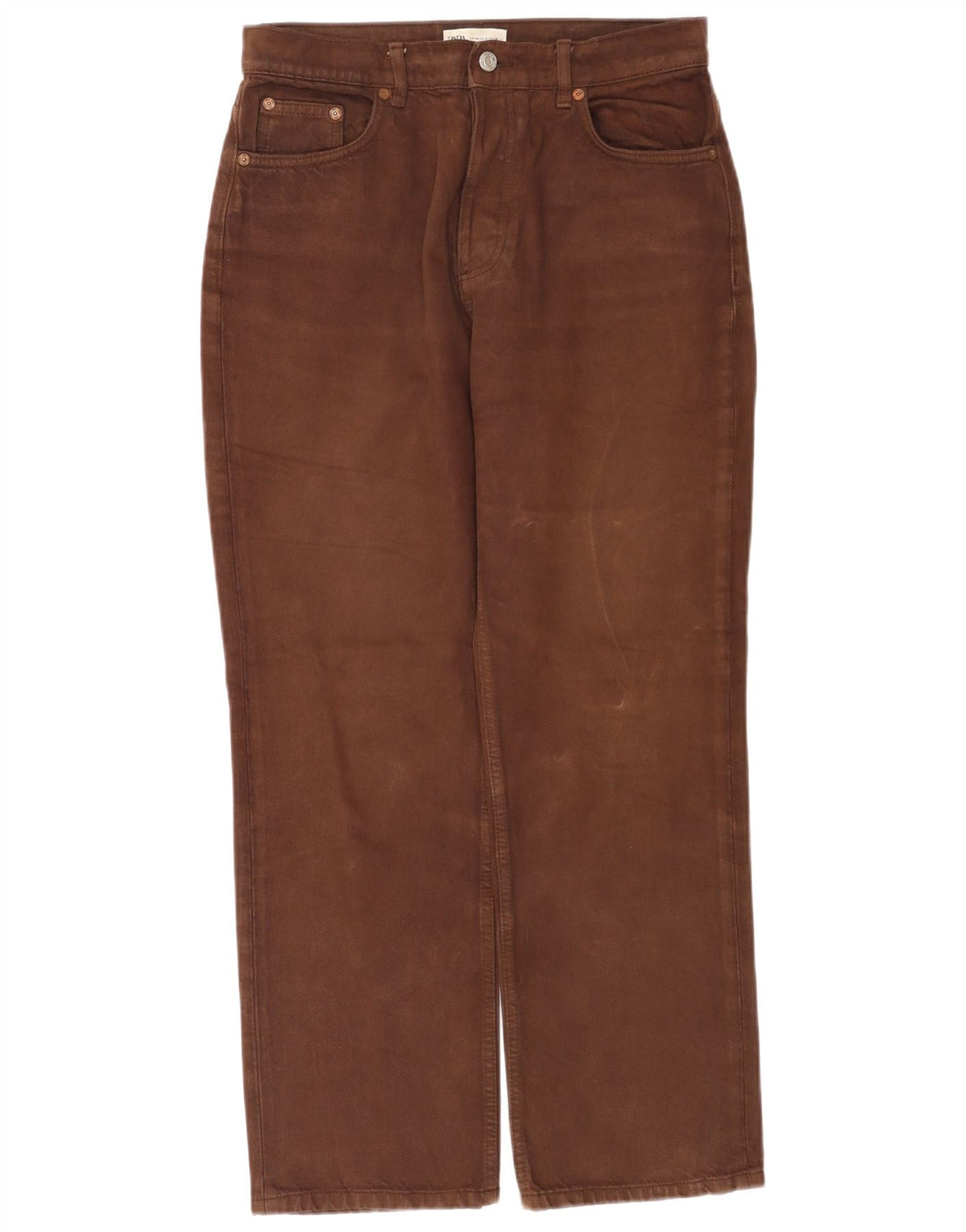 Zara Damen High Rise Straight Jeans EU 40 Medium W30 L28 Braun