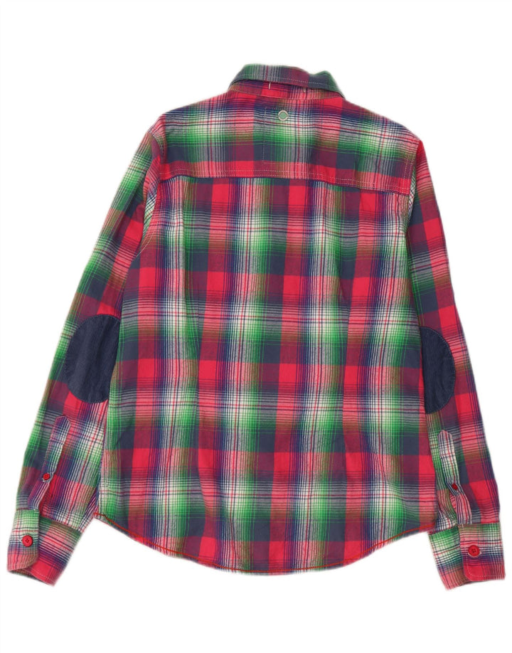Superdry Damen-Hemd UK 14, groß, rosa kariert, Baumwolle