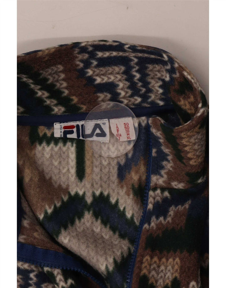 Fila Herren-Fleecepullover mit lockerer Passform, IT 50, mittelgroß, mehrfarbig, geometrisch