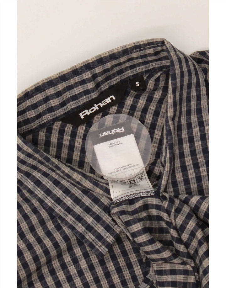 Rohan Herren-Kurzarmhemd, klein, marineblaues Gingham-Polyester