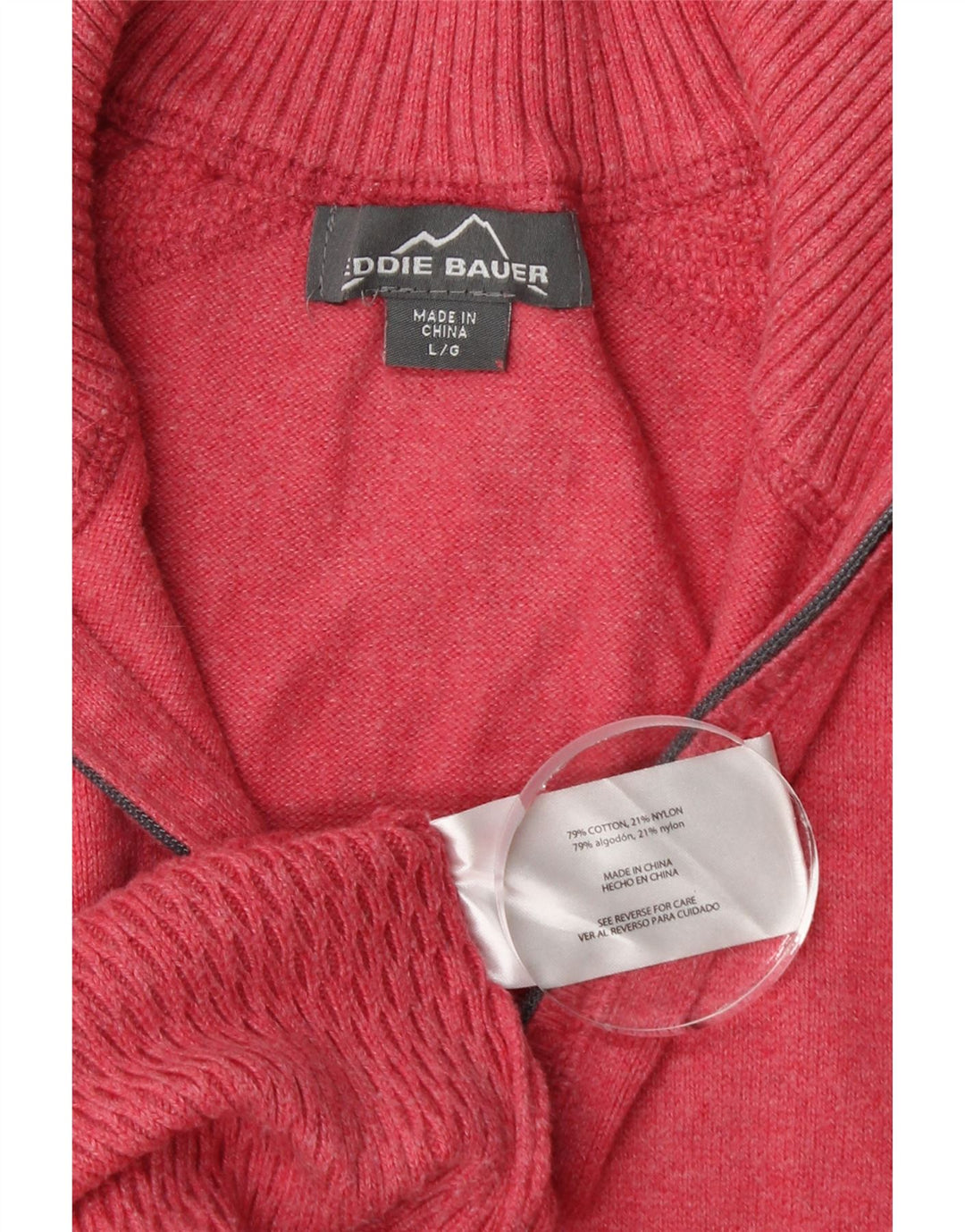 EDDIE BAUER Damen-Pullover mit Reißverschluss am Hals, UK 16, Größe L, Rosa, Baumwolle