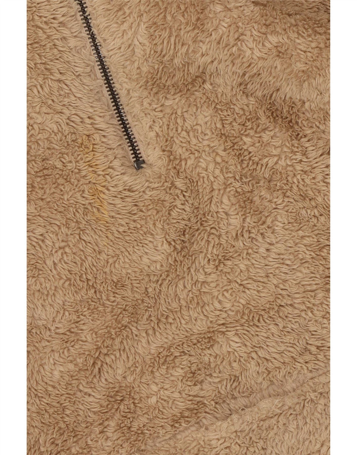 ZARA Herren-Fleecepullover mit Kapuze, Größe L, Beige