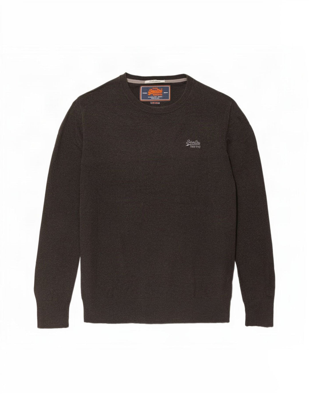 Superdry Herren-Pullover mit Rundhalsausschnitt, groß, braune Baumwolle