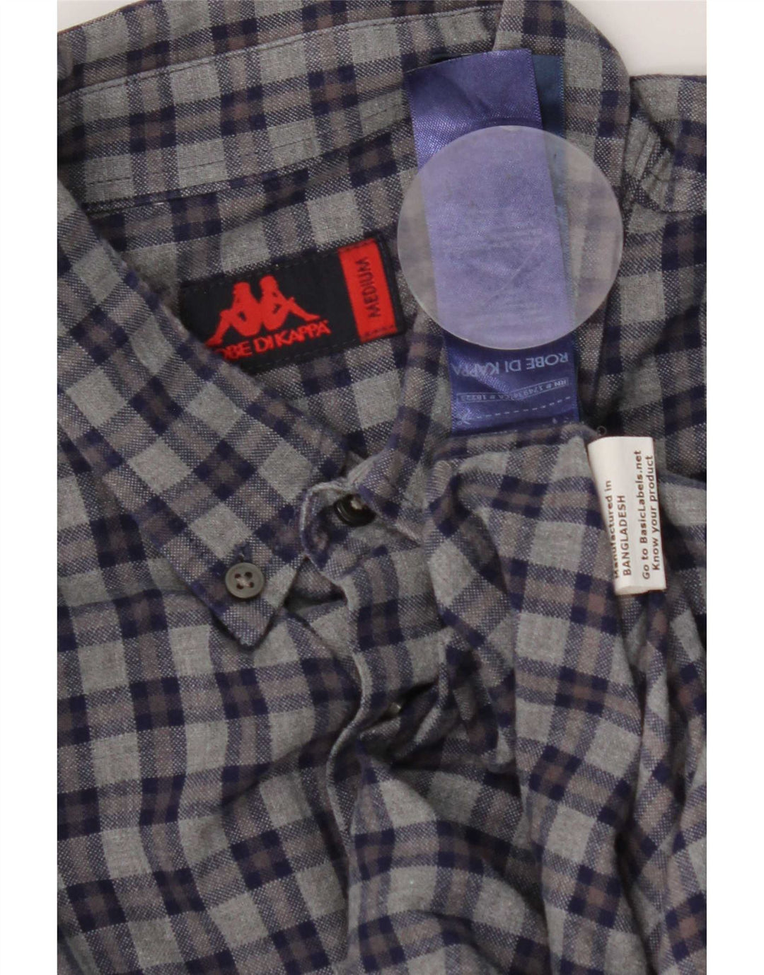 Kappa Herren-Hemd aus mittelblauer Karo-Baumwolle in Marineblau
