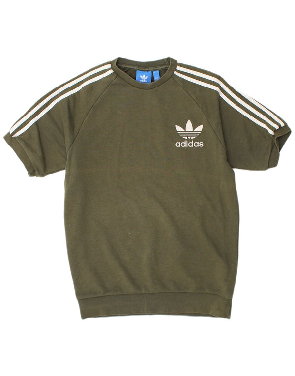 ADIDAS Herren T-Shirt Top Small Khaki Baumwolle