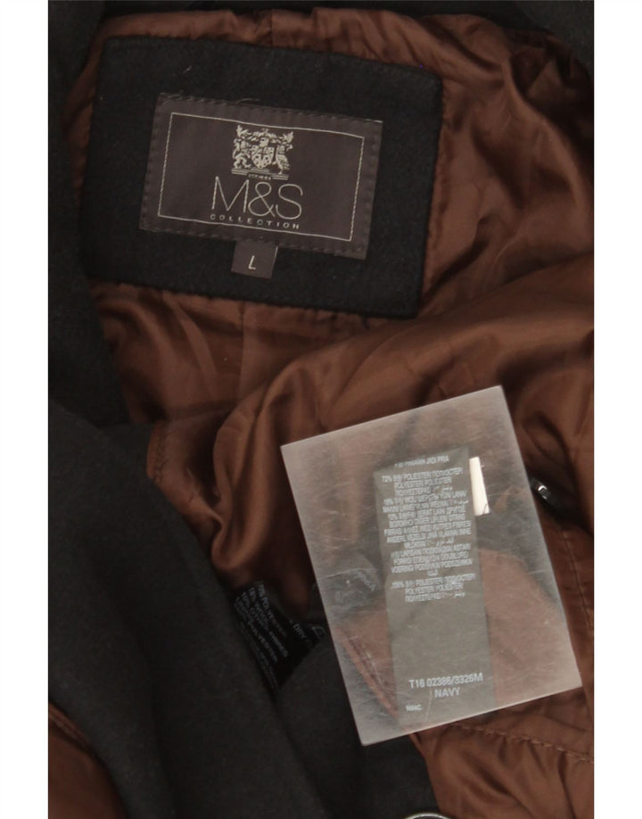 Marks & Spencer Herren Pea Coat UK 40 Large Schwarz Polyester