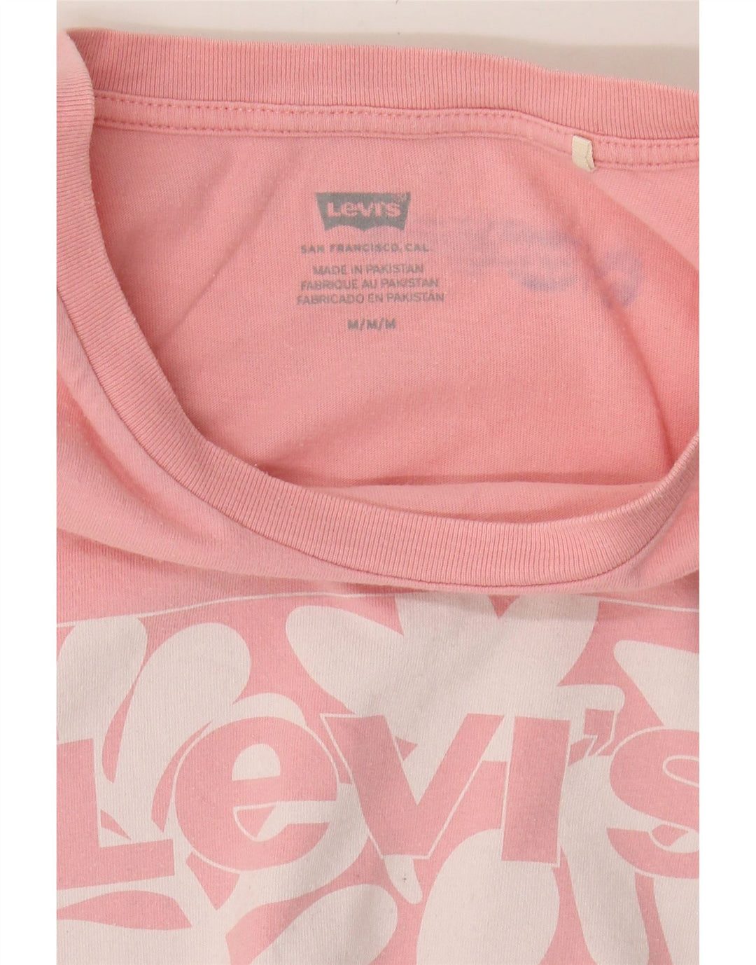 LEVI'S Womens Graphic T-Shirt Top UK 12 Medium Pink Cotton Vintage Levi's and Second-Hand Levi's from Messina Hembry 
