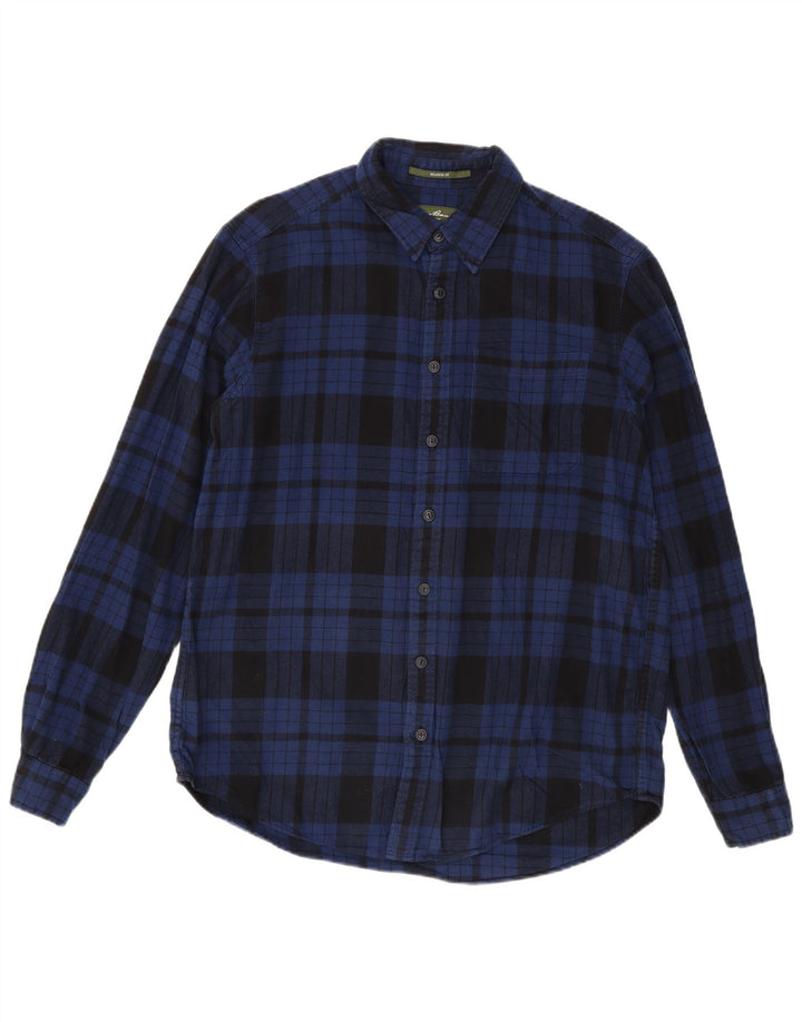Eddie Bauer Mens Tall Relaxed Fit Flannel Shirt Large Navy Blue Check
