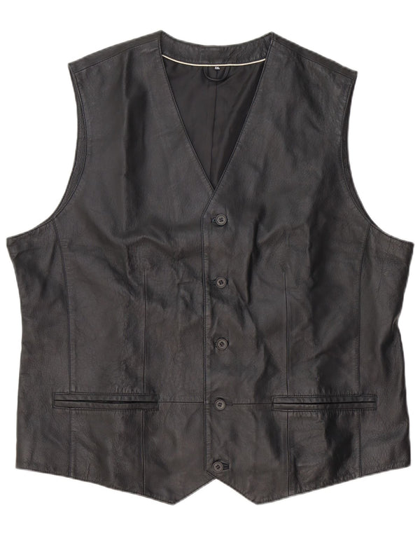 C&A Herren Canda Lederweste 2XL Schwarzes Leder