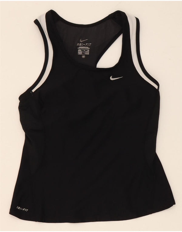 Nike Damen Dri Fit Weste Top UK 8/10 Small Schwarzes Colourblock-Nylon