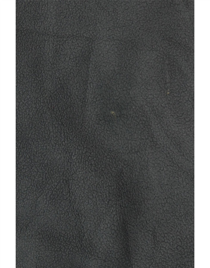 VINTAGE Herren-Fleecepullover mit Knopfkragen, XL, graues Farbblock-Polyester