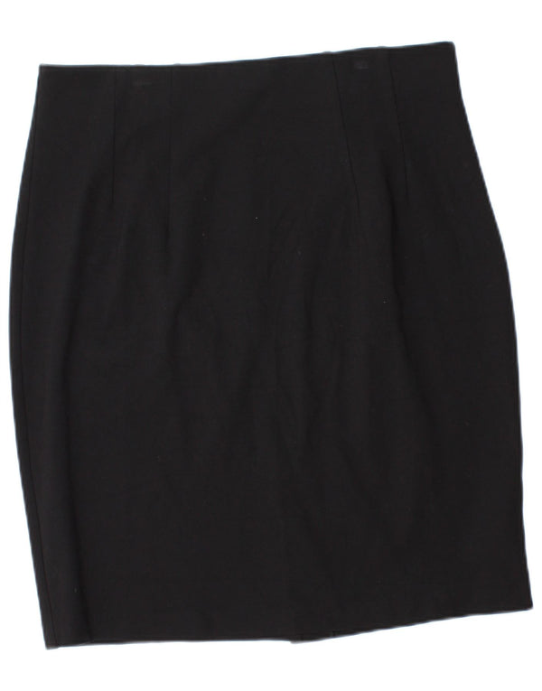 Marks & Spencer Damen Bleistiftrock UK 16 Large W32 Schwarze Viskose