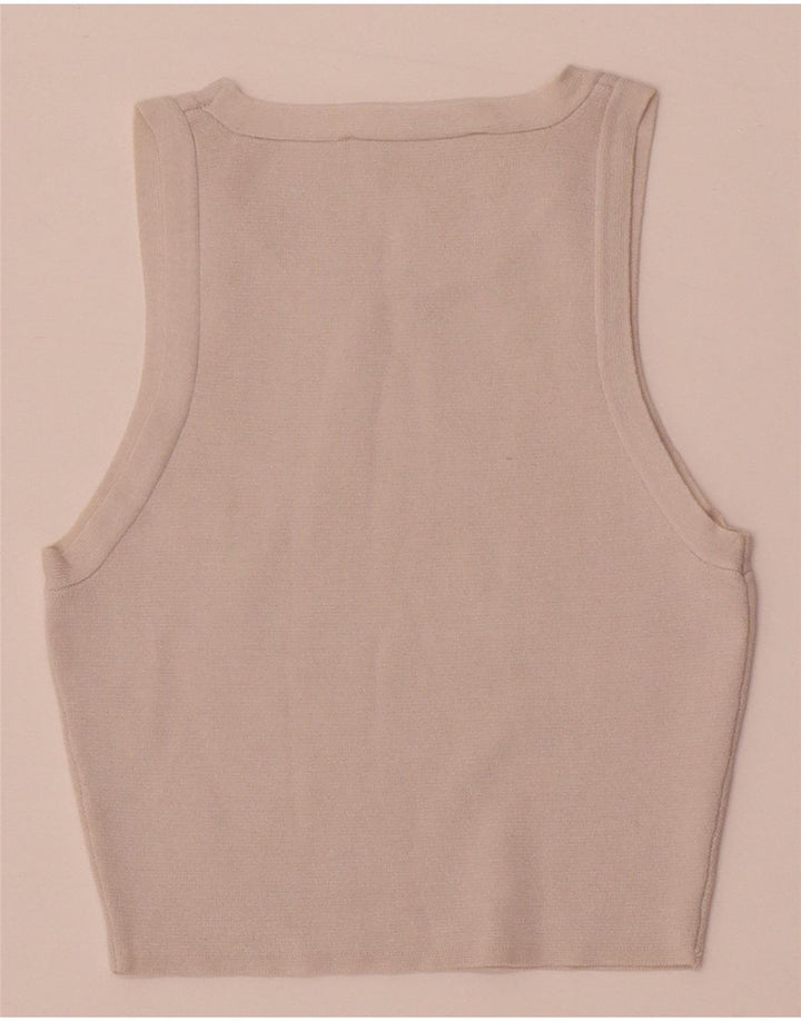 Zara Damen Crop Vest Top UK 4 XS Weiße Viskose