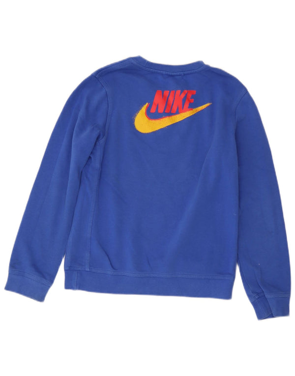 Nike Jungen-Sweatshirt mit Grafik, 12–13 Jahre, groß, blaue Baumwolle