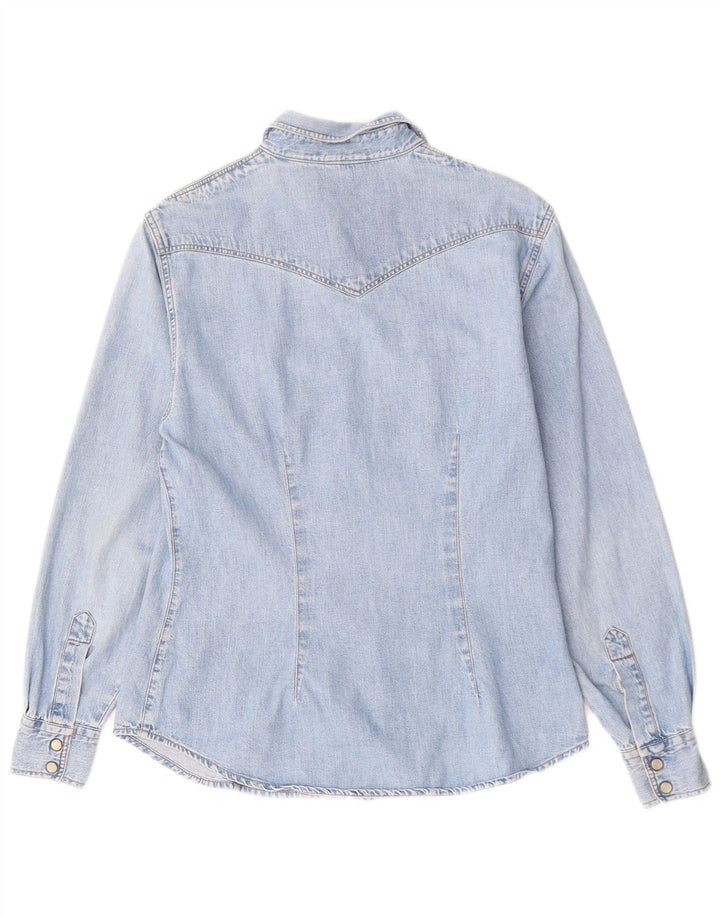 Benetton Damen Jeanshemd UK 10 Small Blaue Baumwolle