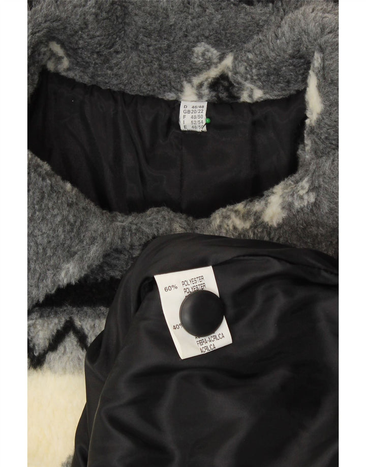 VINTAGE Damen Sherpa Windjacke Mantel UK 20/22 2XL Beige gestreift