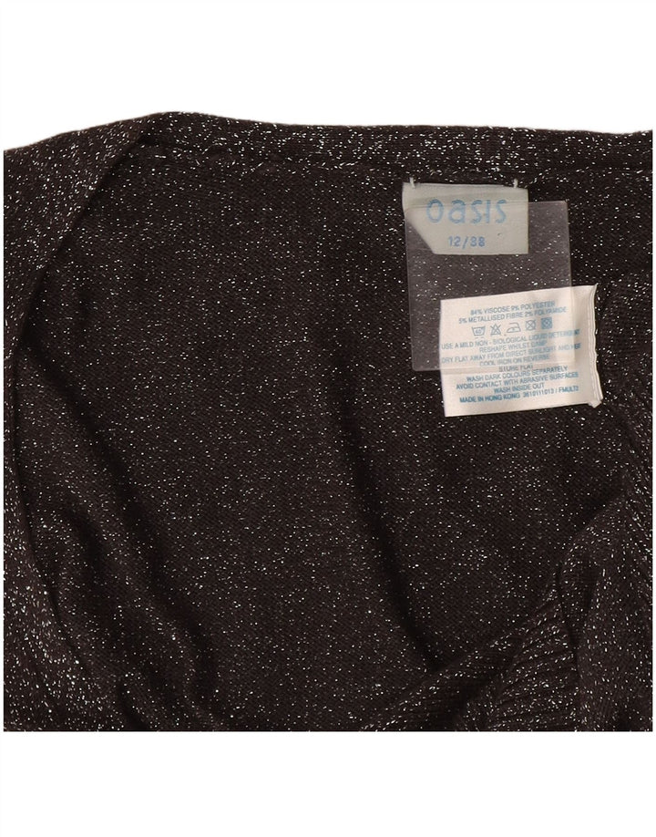 Oasis Damen Crop Cardigan Pullover UK 12 Mittelgrau gefleckte Viskose