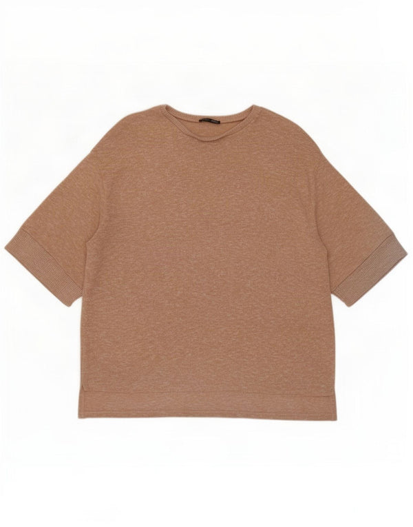 Zara Damen Übergroßes T-Shirt Top UK 10 Small Beige