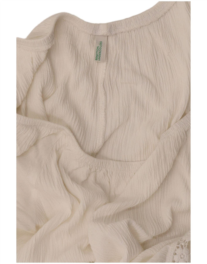 Benetton Damen Blusentop UK 18 XL Weiß