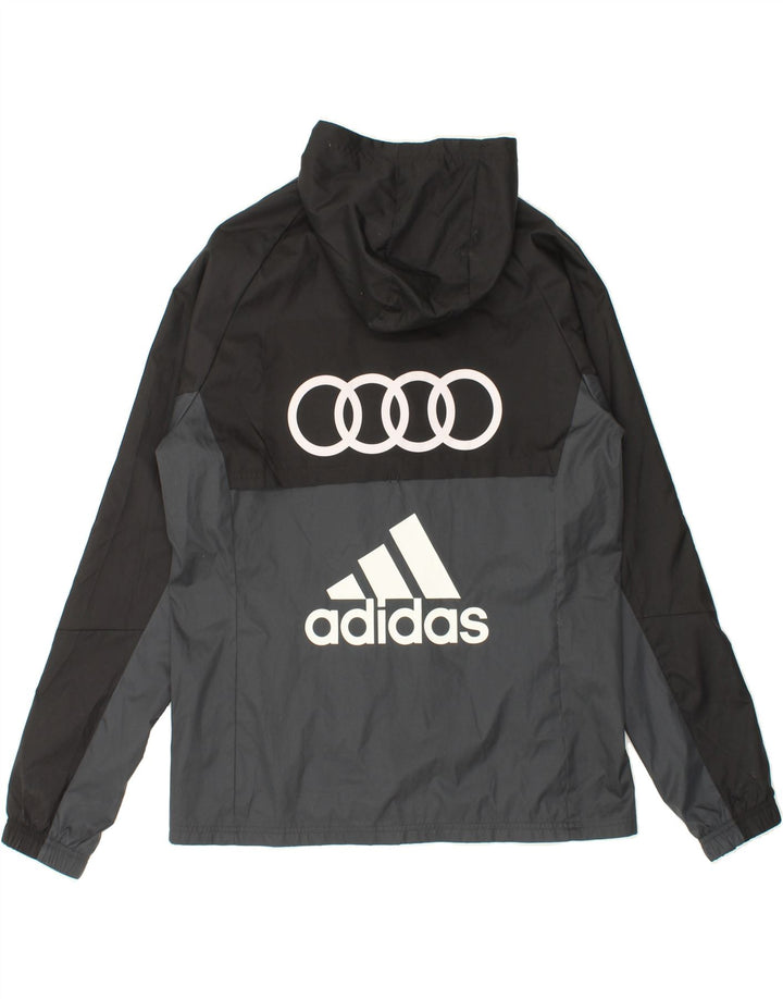 ADIDAS Herren Regenjacke mit grafischer Kapuze, UK 38, Mittelschwarz, Farbblock