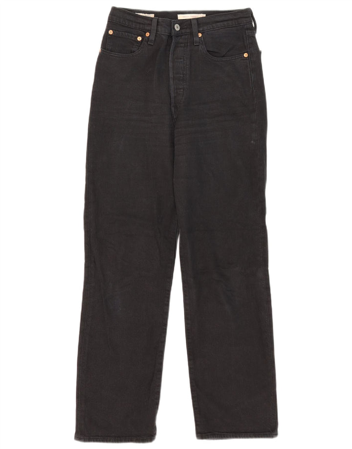 Levi's Damen Ribcage Straight Jeans W27 L29 Schwarze Baumwolle