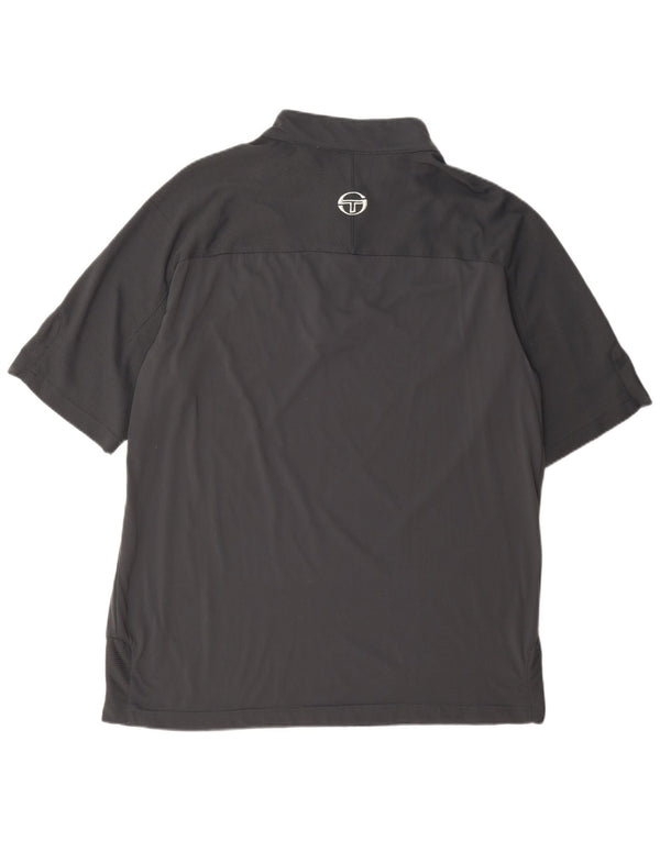 Sergio Tacchini Herren-T-Shirt mit Reißverschluss am Hals, XL, Grau
