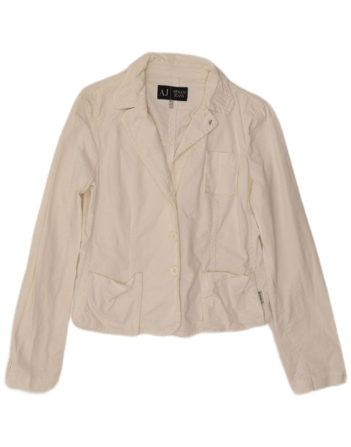 Armani Damen 3-Knopf-Blazerjacke UK 16 Large Weiß
