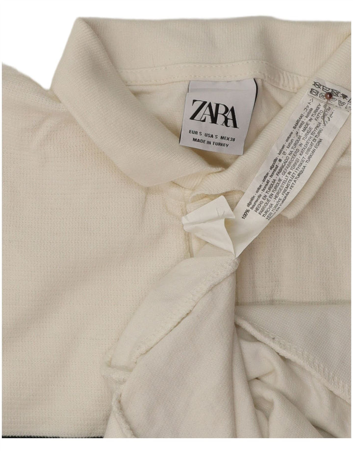 Zara Herren-Poloshirt, klein, weiße Colourblock-Baumwolle