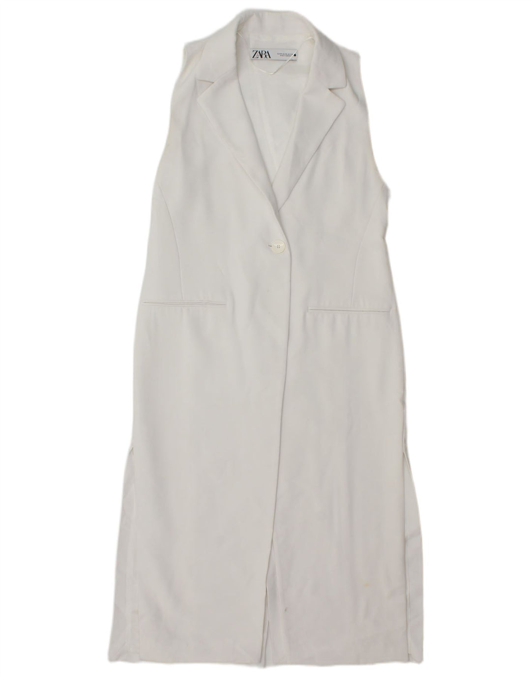 Zara Damen Regular Longline Weste UK 6 XS Weiß