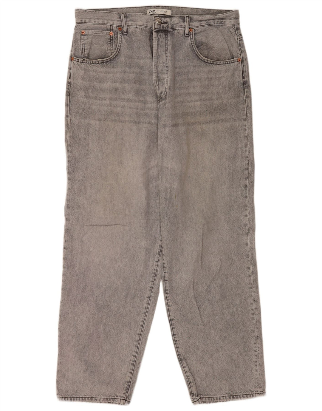 Zara Herren Straight Jeans EU 44 Large W34 L30 Graue Baumwolle