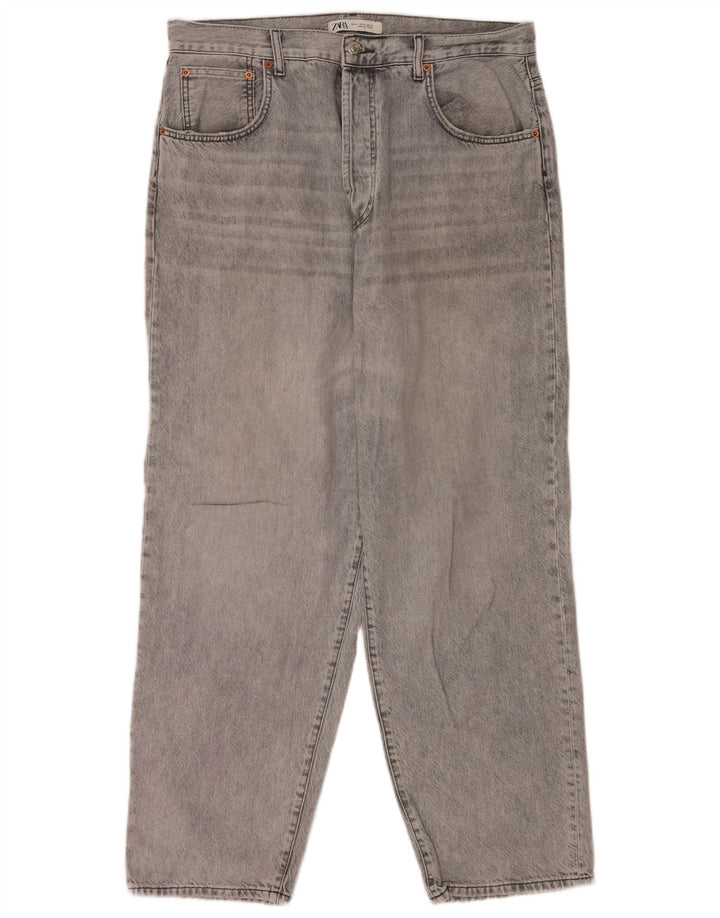 Zara Herren Straight Jeans EU 44 Large W34 L30 Graue Baumwolle
