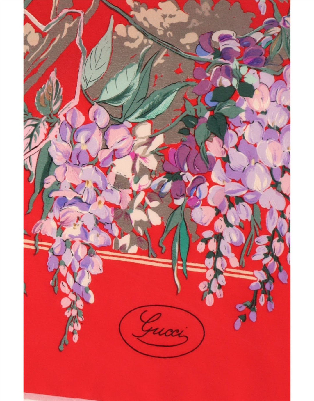 Gucci Quadratischer Schal für Damen, Einheitsgröße, rote Blumenseide