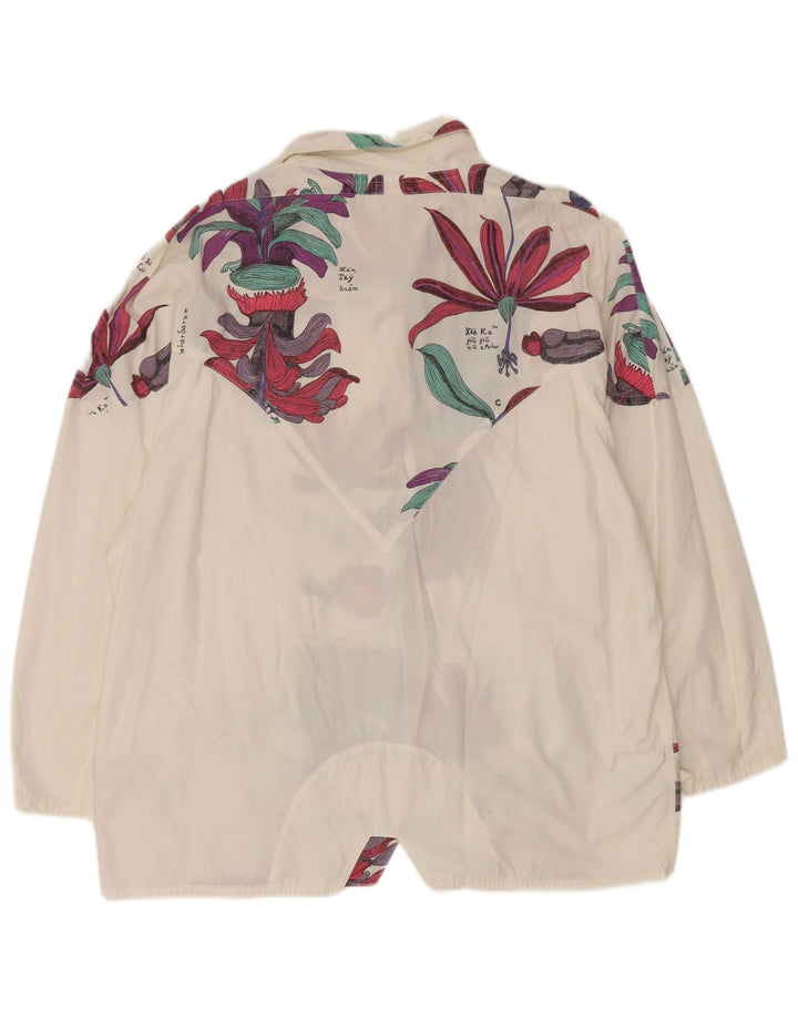 Chervo Damen-Bomberjacke mit lockerer Passform, Größe 46, große weiße Baumwolle mit Blumenmuster