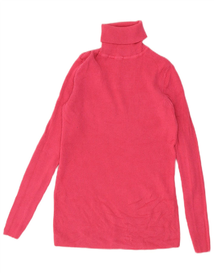 Marks & Spencer Damen-Top mit Rollkragen, langärmlig, UK 10, Größe S, Rosa, Viskose