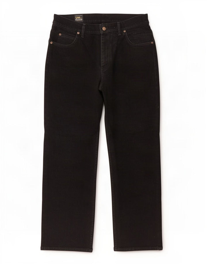 Lee Herren Brooklyn Straight Jeans W34 L29 Schwarze Baumwolle