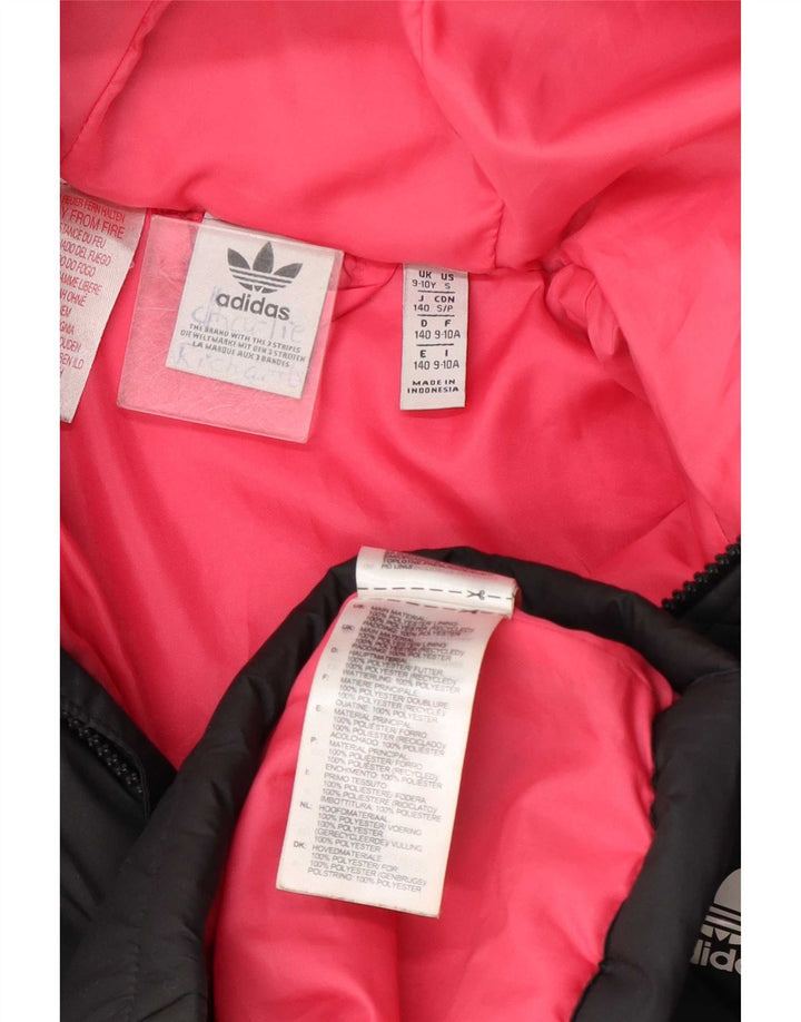 Adidas Mädchen-Kapuzenjacke, gepolstert, 9–10 Jahre, graues Polyester