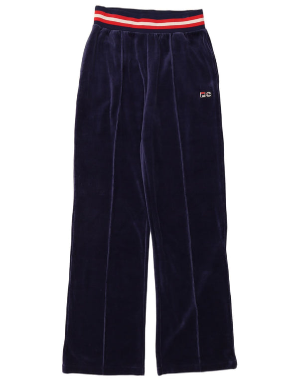 Fila Damen-Trainingshose mit weitem Bein, UK 12, Mittel, Marineblau, Farbblock