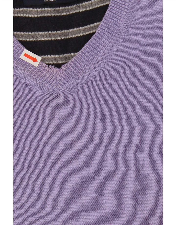 Marks & Spencer Herren Blauer Harbor-Pullover mit V-Ausschnitt Mittelviolett