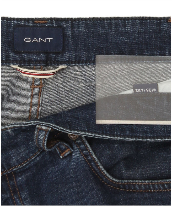 GANT Herren Straight Jeans W36 L32 Marineblaue Baumwolle